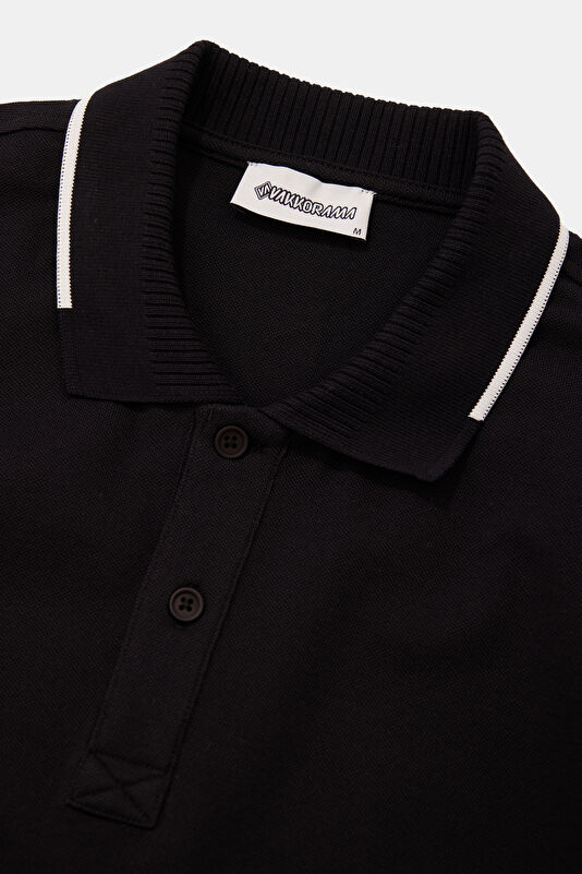 Black Polo Collar Embroidered Men's T-Shirt 3