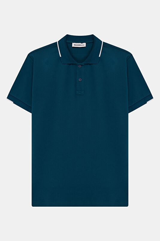 Petrol Polo Collar Embroidered Men's T-Shirt