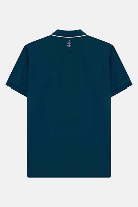 Petrol Polo Collar Embroidered Men's T-Shirt 2