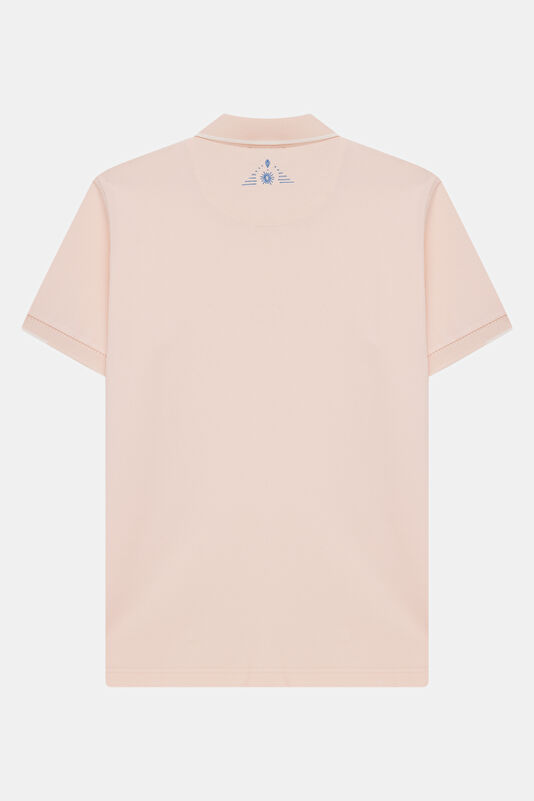 Light Pink Polo Collar Embroidered Men's T-Shirt 2