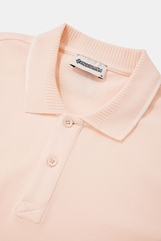 Light Pink Polo Collar Embroidered Men's T-Shirt 3