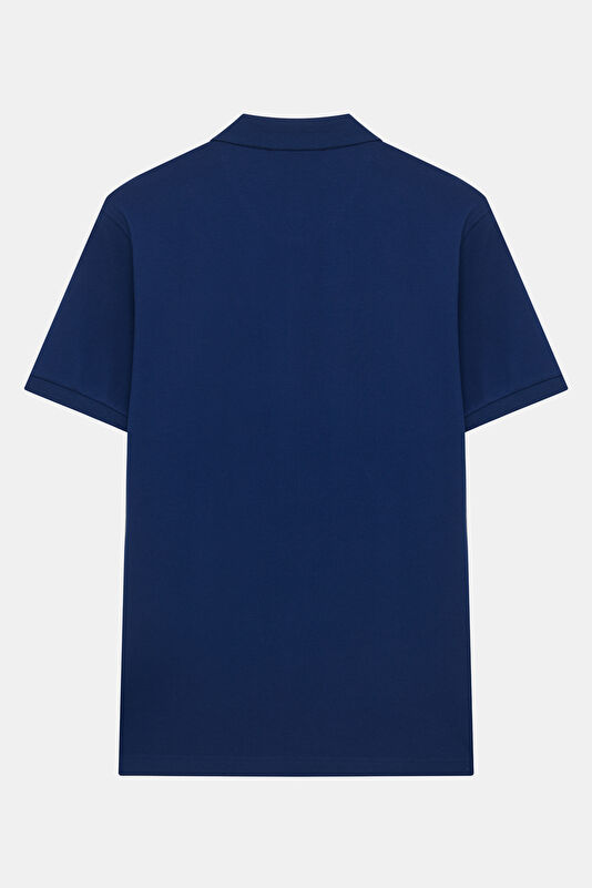 Blue Polo Neck Printed Tshirt 2