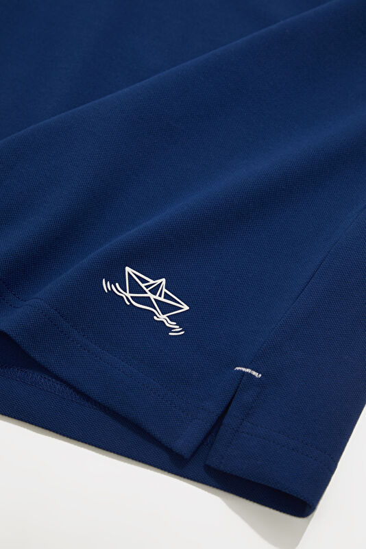 Blue Polo Neck Printed Tshirt 4