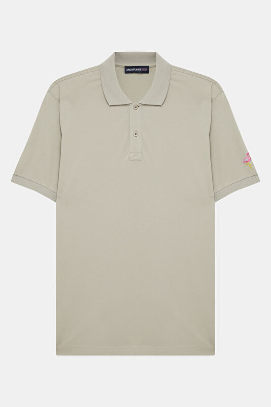 Stone Polo Collar Printed Men's T-Shirt