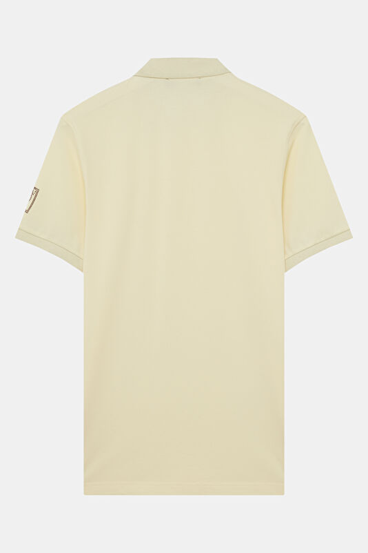 Light Yellow Polo Collar Printed Men's T-Shirt 2