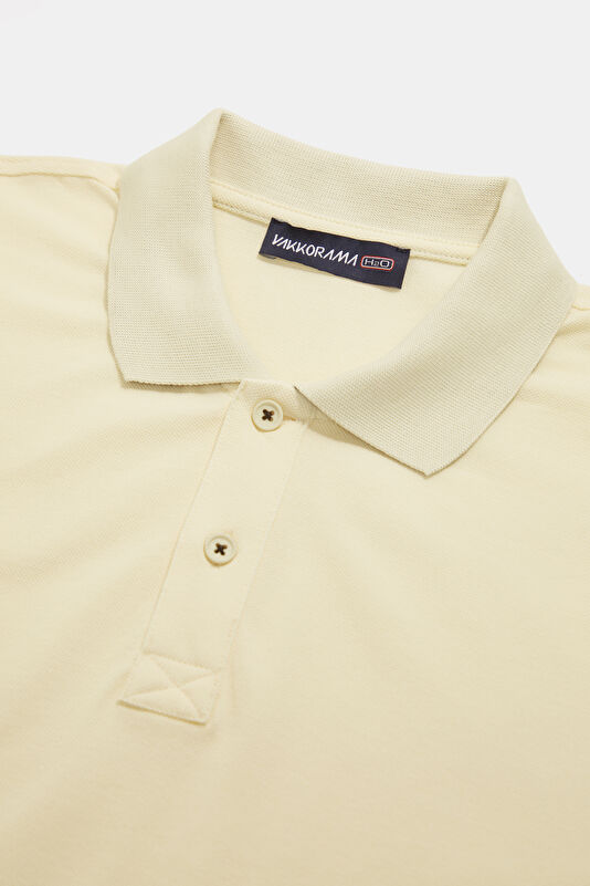 Light Yellow Polo Collar Printed Men's T-Shirt 3