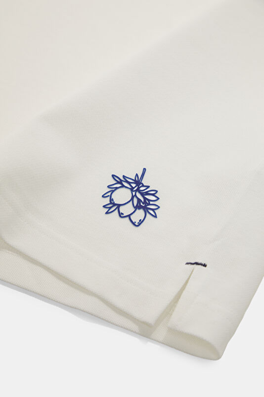 White Polo Neck Printed Men's T-Shirt 4