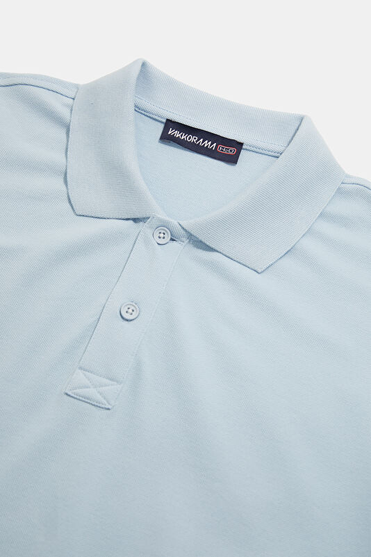 Light Blue Polo Neck Printed Men's T-Shirt 3