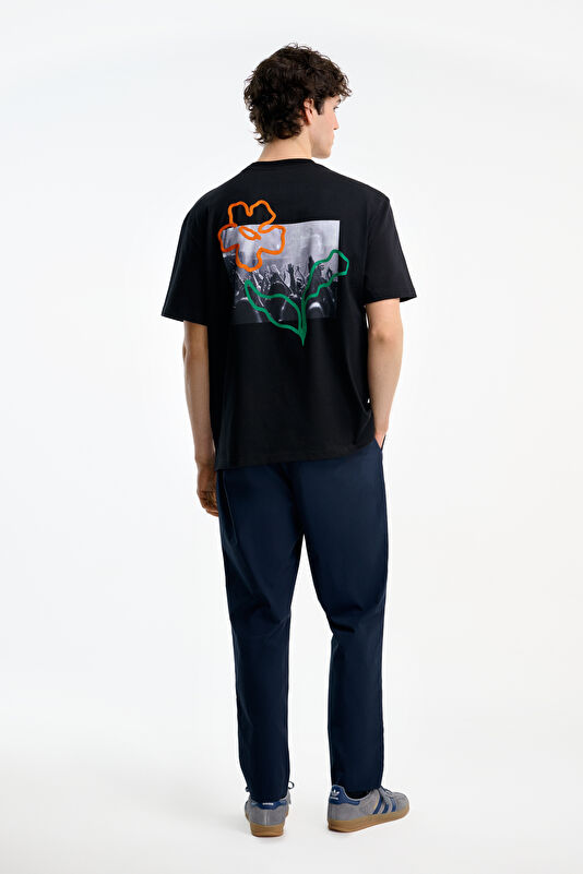 Black Crew Neck Printed Men's T-Shirt 2