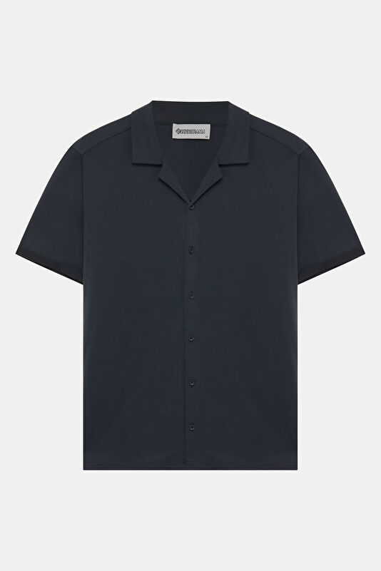 Black Resort Collar Men's Shirt