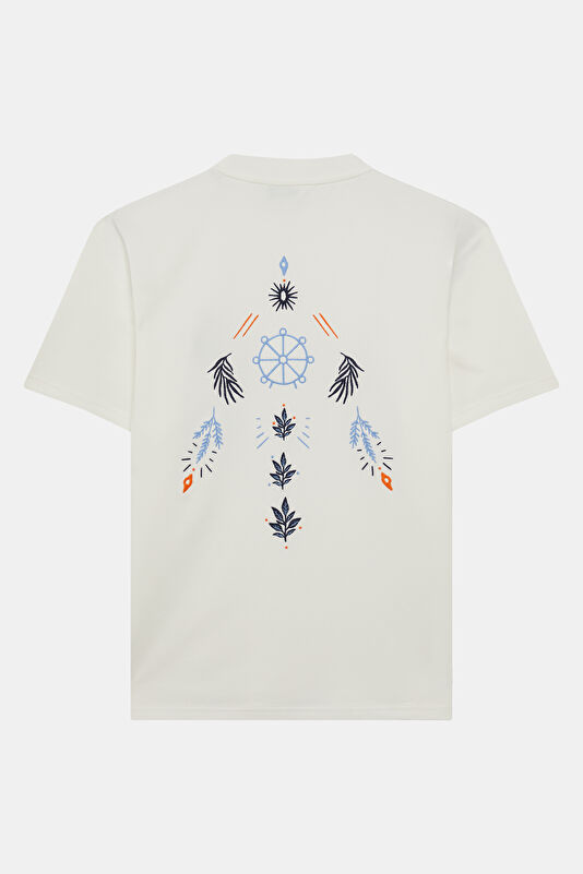 Ecru Crew Neck Embroidered Men's T-Shirt 2
