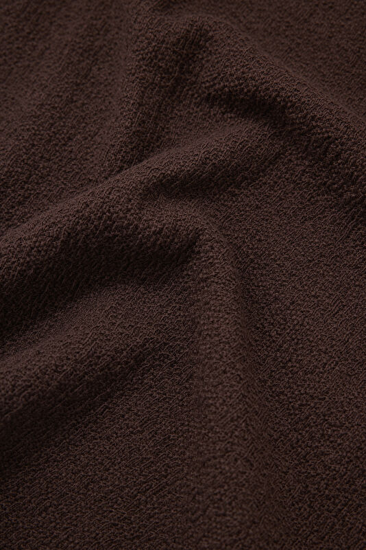 Brown Crew Neck Textured Men's T-Shirt 4