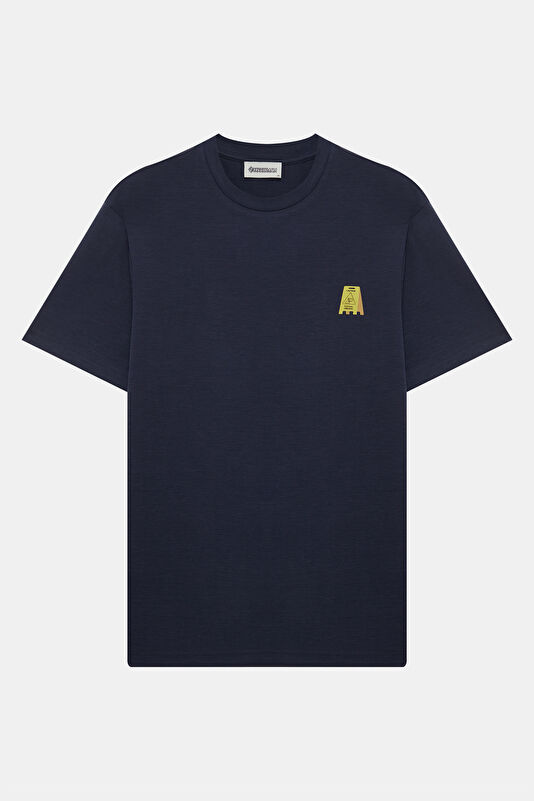 Navy Crew Neck Printed Men's T-Shirt