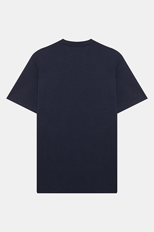 Navy Crew Neck Printed Men's T-Shirt 2
