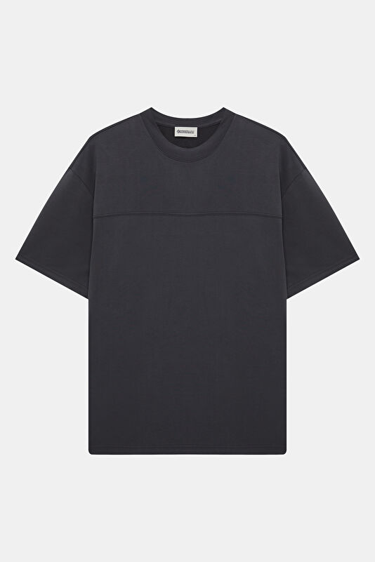 Dark Gray Crew Neck Printed Men's T-Shirt