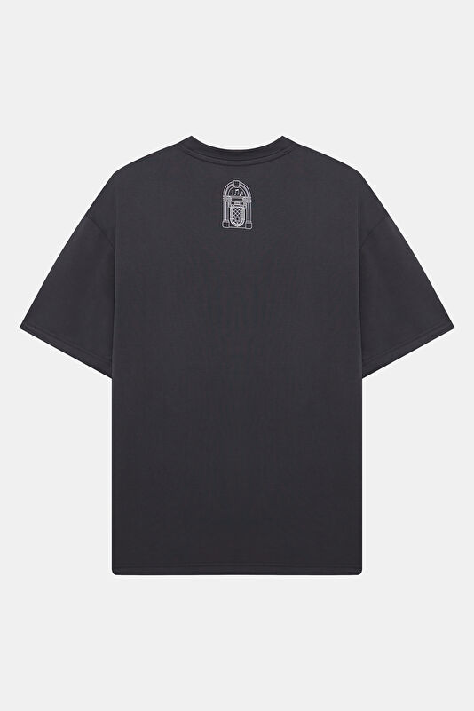 Dark Gray Crew Neck Printed Men's T-Shirt 2