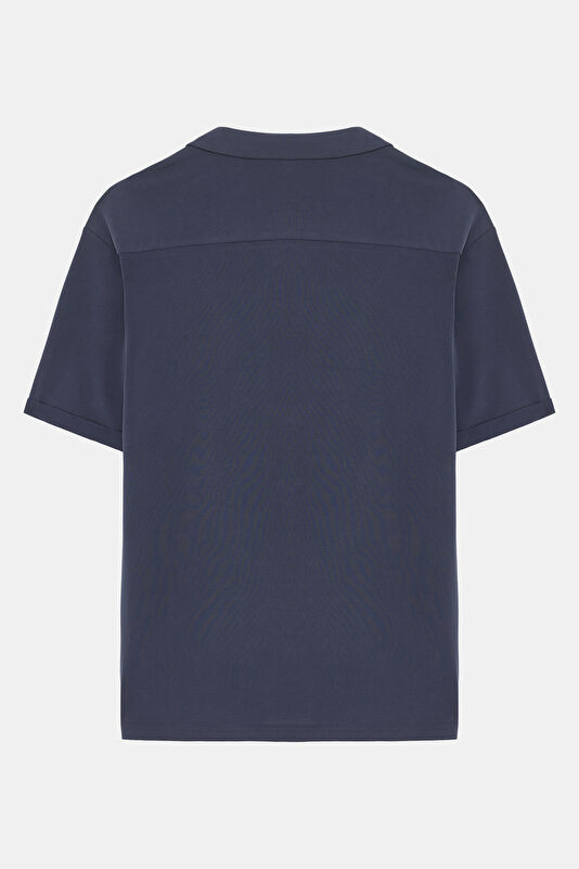 Navy Resort Collar Men's Shirt 2