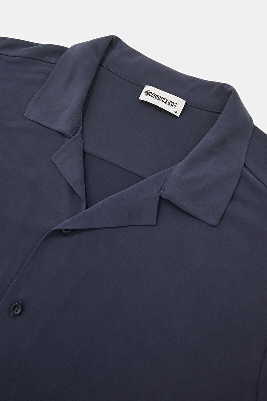 Navy Resort Collar Men's Shirt 3