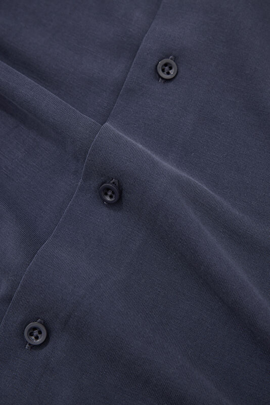 Navy Resort Collar Men's Shirt 4