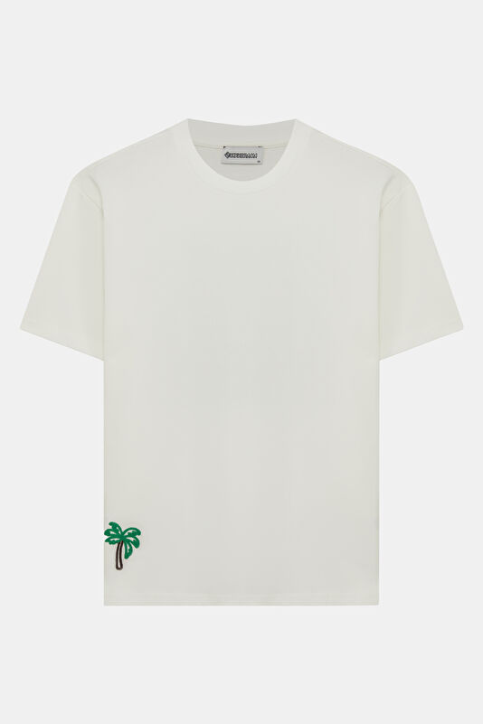 White Crew Neck Printed Men's T-Shirt