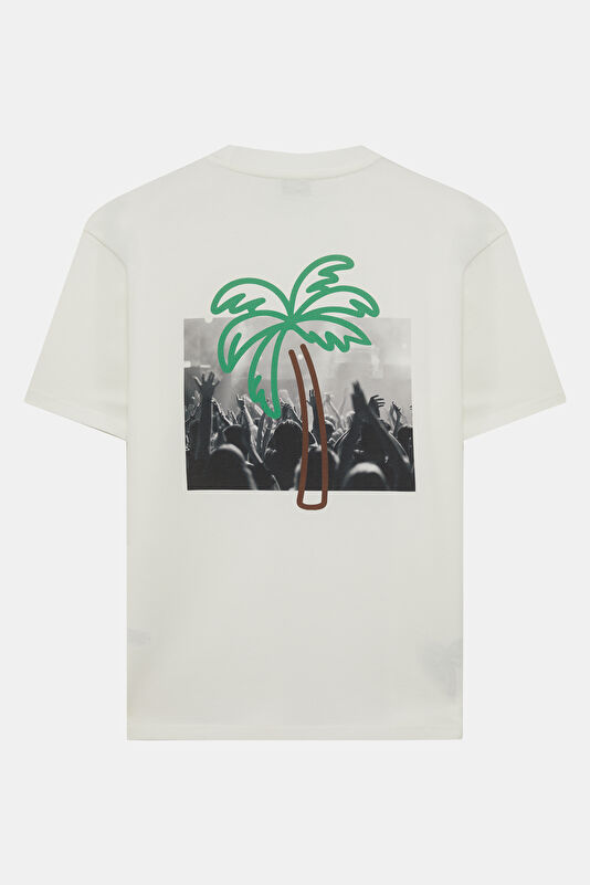 White Crew Neck Printed Men's T-Shirt 2