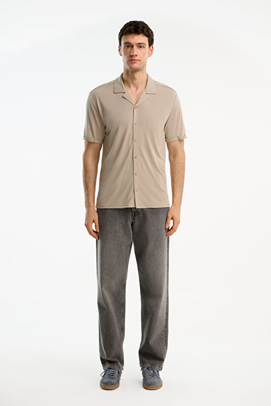 Stone Embellished Resort Collar Men's Shirt 3