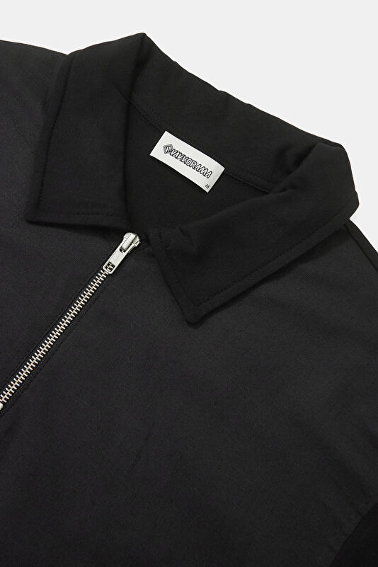 Black Polo Collar Men's T-Shirt with Trim Details 3