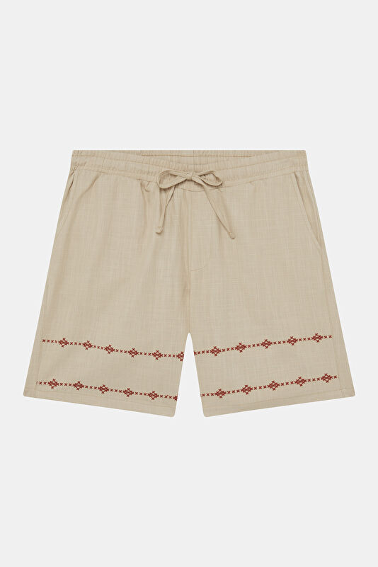 Natural Embroidered Men's Shorts
