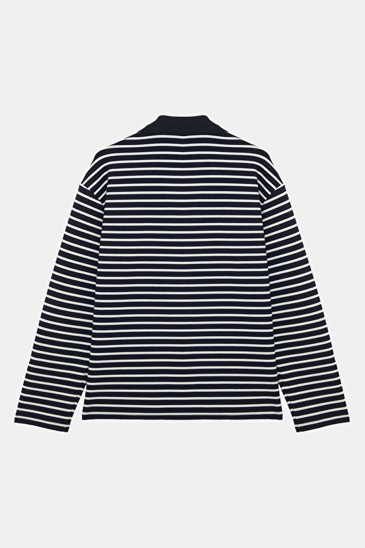 Navy Polo Collar Men's Sweatshirt 2