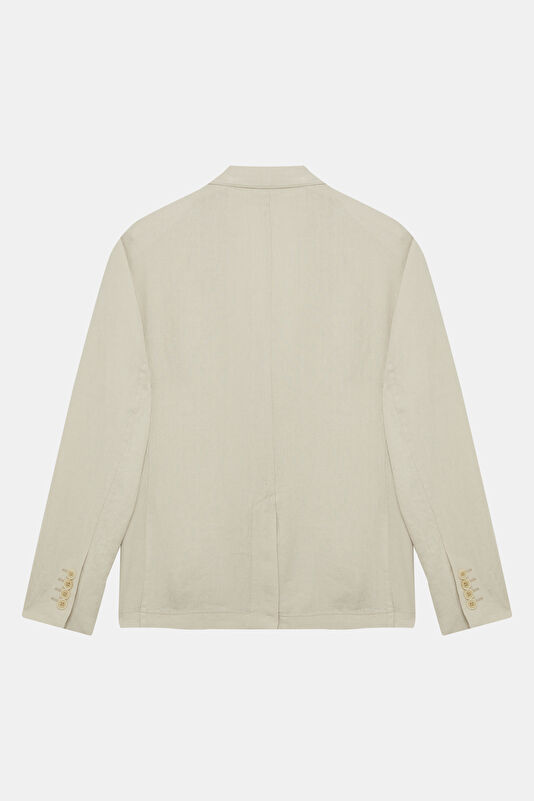 Natural Buttoned Linen Men's Jacket 2