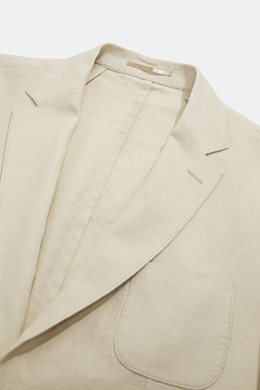 Natural Buttoned Linen Men's Jacket 3