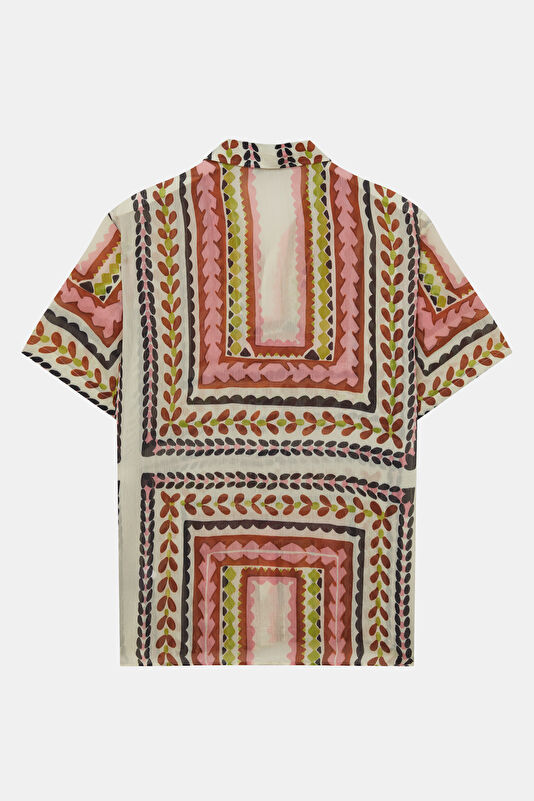 Multicolored Patterned Resort Collar Men's Shirt 2