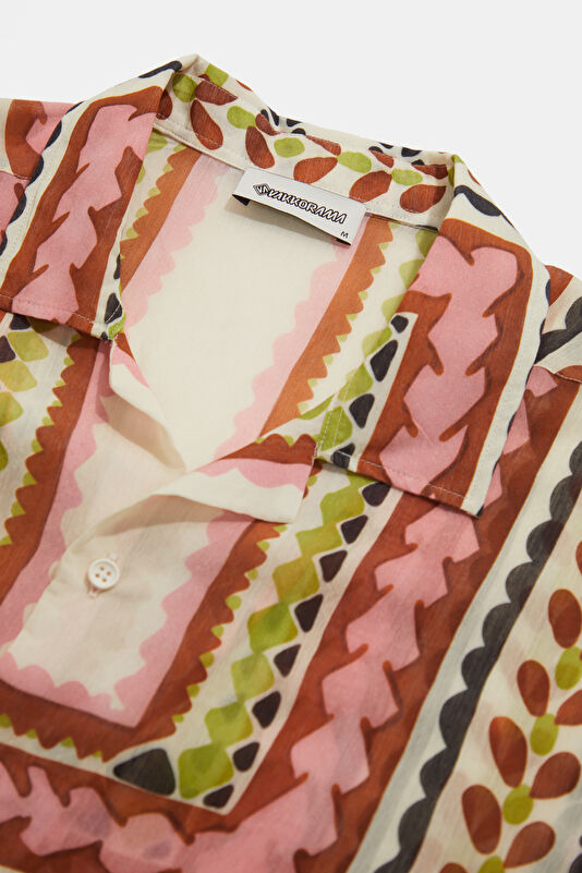 Multicolored Patterned Resort Collar Men's Shirt 3
