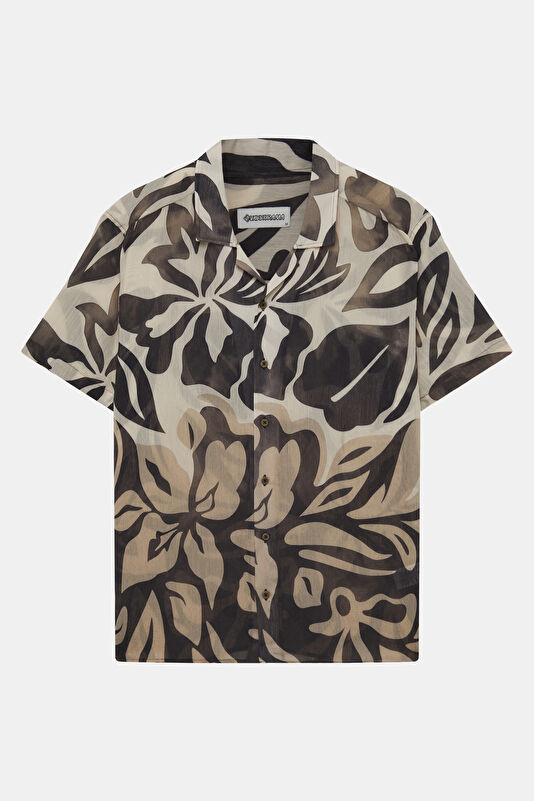 Multicolored Patterned Resort Collar Men's Shirt