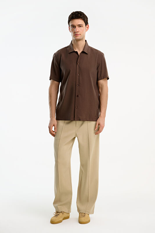 Brown Embroidered Regular Men's Shirt 3