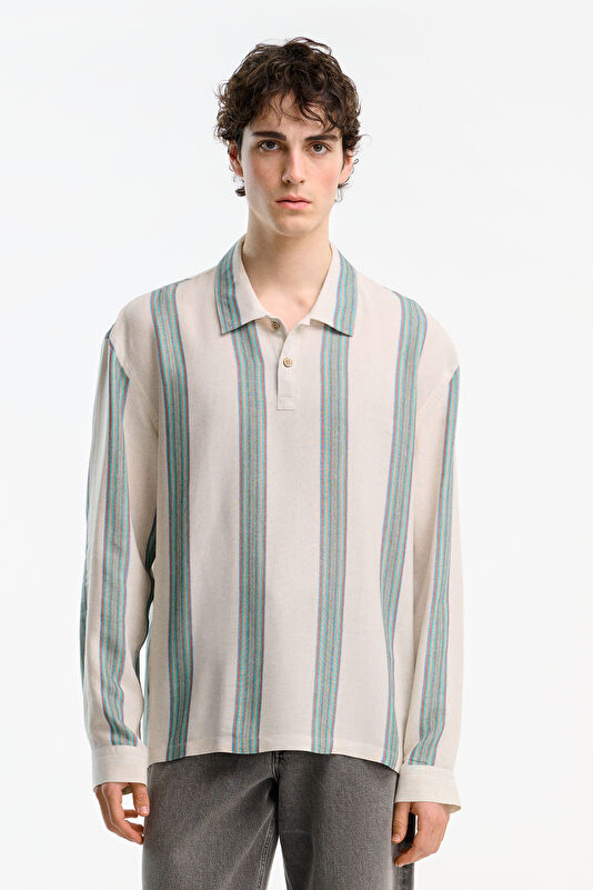 Natural Striped Pattern Regular Men's Shirt