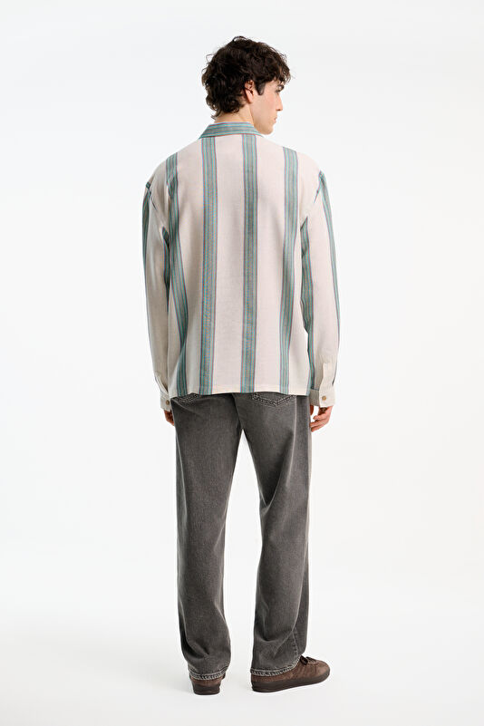 Natural Striped Pattern Regular Men's Shirt 2