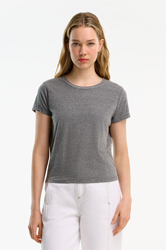 Gri Melanj Kadın T-Shirt
