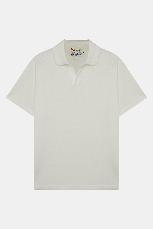 Relax Kalıp Beyaz Polo Yaka Erkek T-Shirt