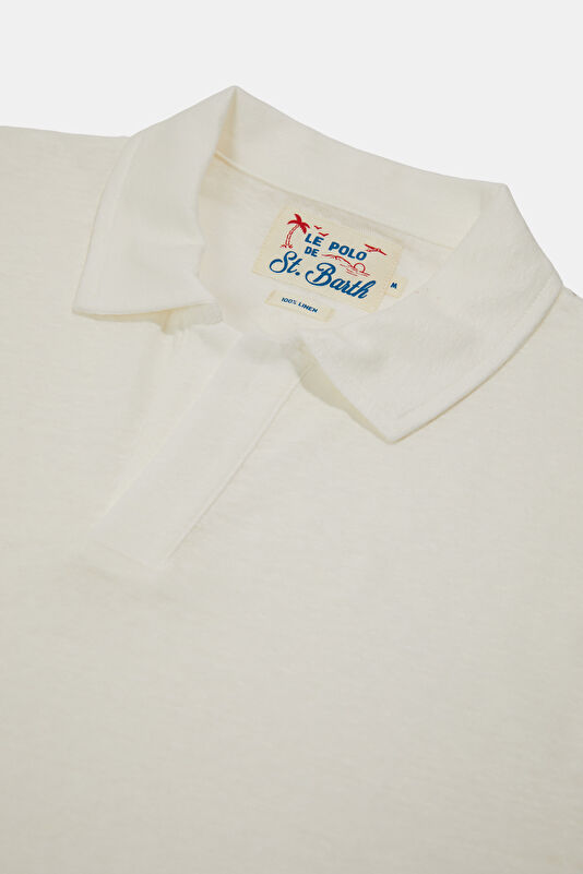 Relax Kalıp Beyaz Polo Yaka Erkek T-Shirt 3