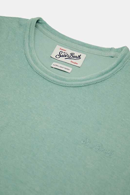Relax Kalıp Yeşil Bisiklet Yaka Erkek T-Shirt 3