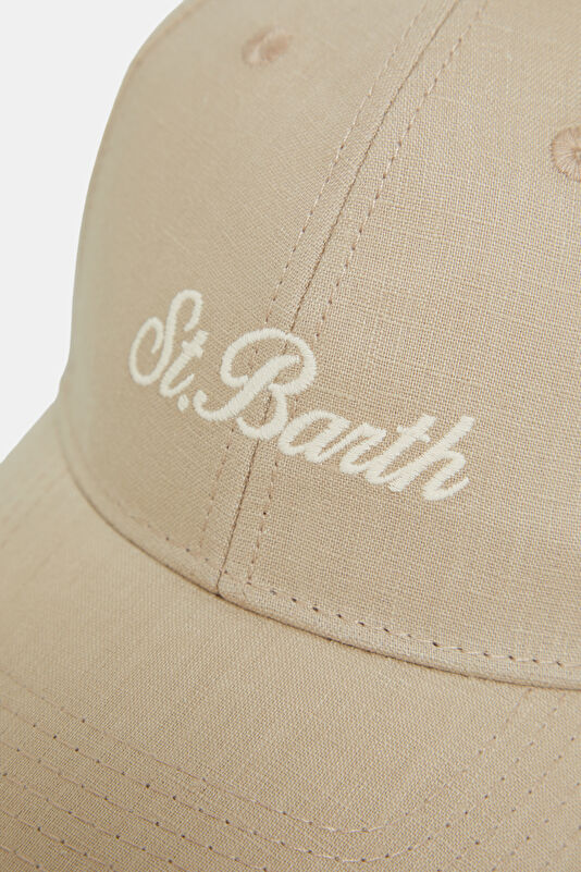 Ecru Embroidered Linen Hat 4