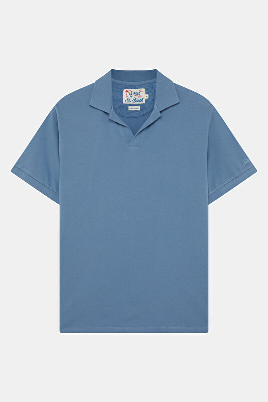 Relax Fit Blue Polo Collar Men's T-Shirt