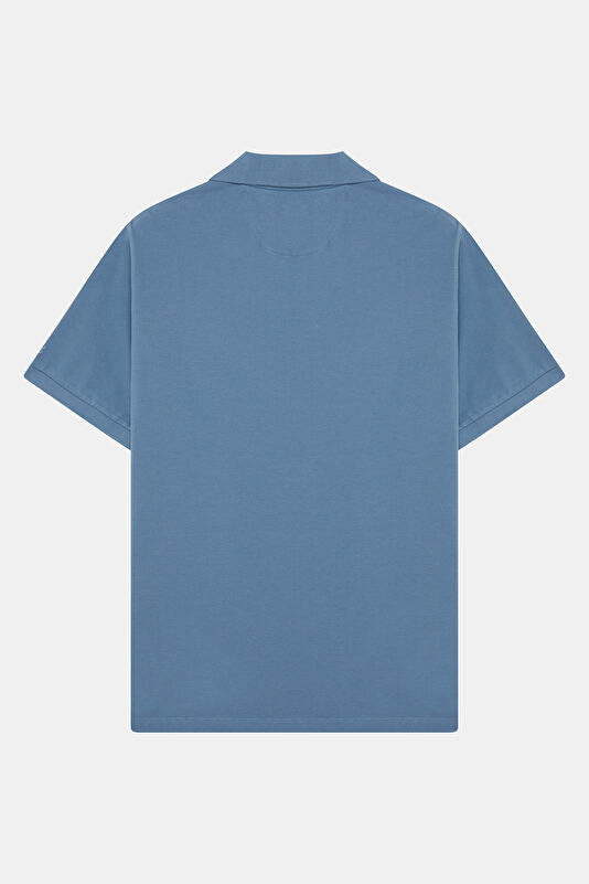 Relax Fit Blue Polo Collar Men's T-Shirt 2