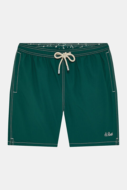 Green Patterned Elasticated Men's Swimsuit