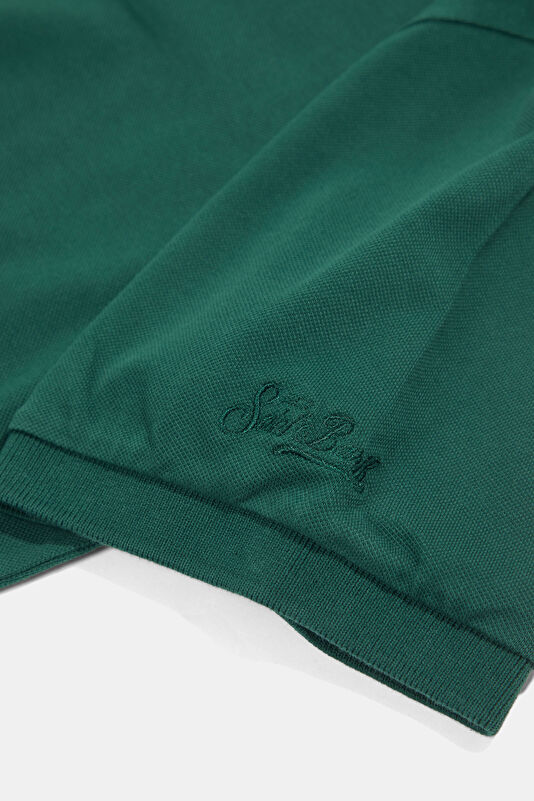 Men's T-Shirt with Relaxed Fit and Dark Green Polo Collar 4