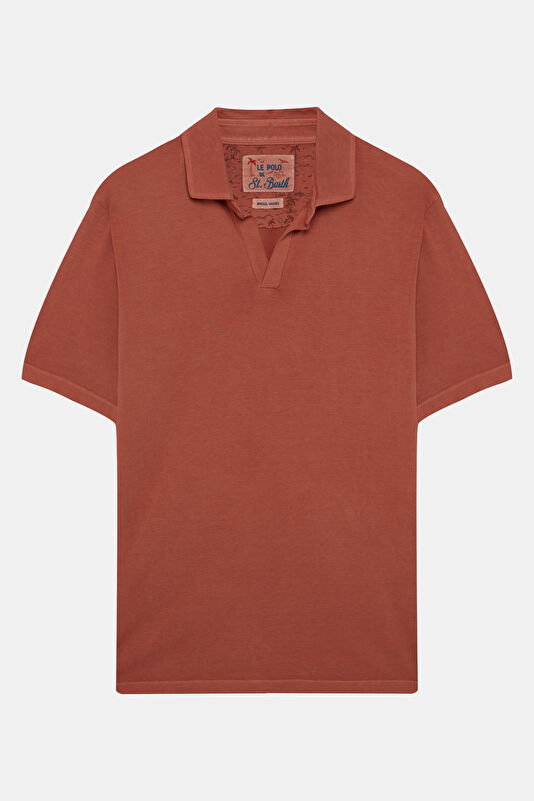 Relax Kalıp Kiremit Polo Yaka Erkek T-Shirt