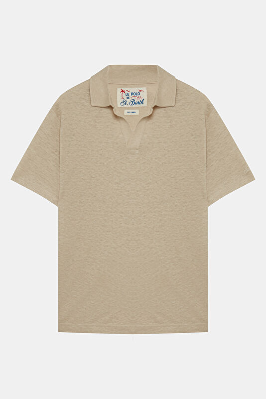 Relax Kalıp Bej Polo Yaka Erkek T-Shirt
