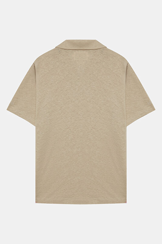 Relax Kalıp Bej Polo Yaka Erkek T-Shirt 2