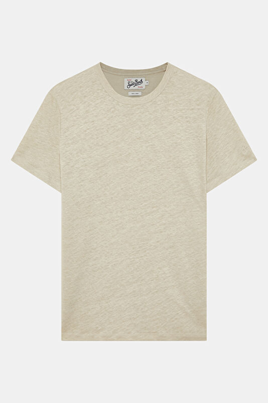 Relax Kalıp Bej Bisiklet Yaka Erkek T-Shirt
